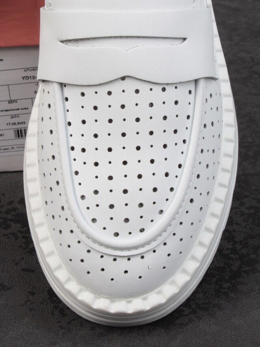 03-YD10-2D WHITE Лоферы женские (натуральная кожа)