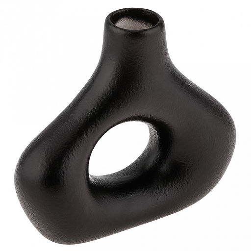 Ваза керамическая "Каир" 320мл, 16,5х5см h14см, д/горла - 3см, фактурный глянец, цвет - черный, в коробке (Китай)