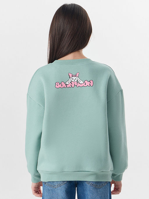 Свитшот для девочек зеленый с надписью Bunnybun - Mark formelle фото 2