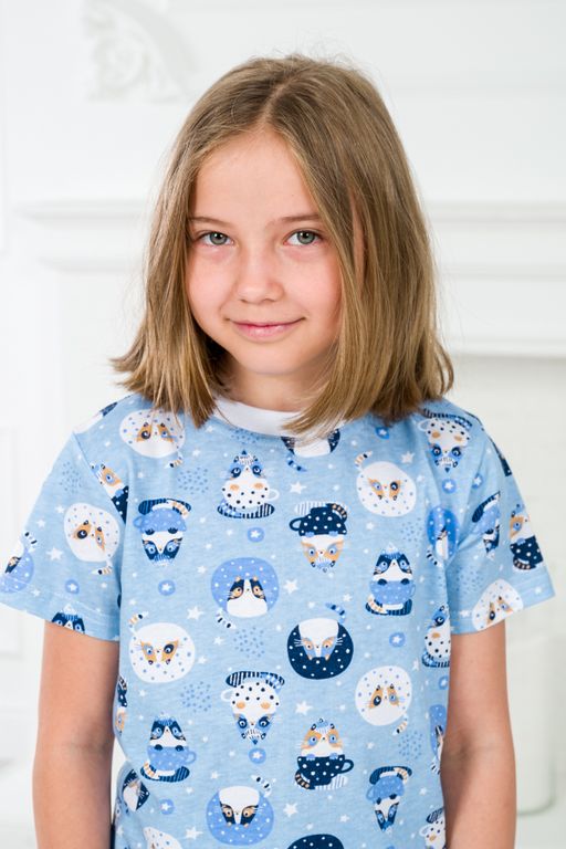 Пижама детская из футболки и бридж из кулирки Кошки - Амадэль фото 2