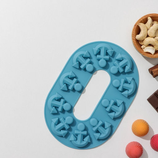 Цена за 2 шт. Форма для шоколада Доляна Якорь, силикон, 20.5?13.5?1 см, 10 ячеек, МИКС