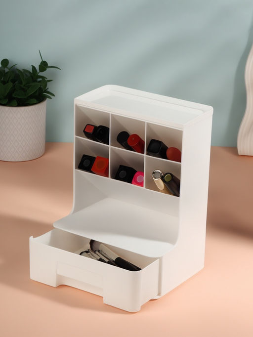 Органайзер для хранения косметики, 6 секций, 1 ящик, 24×14×18 см, белый