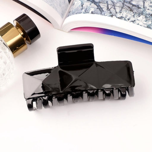 Цена за 12 шт. Крабик для волос «Классик», объёмная геометрия, 9×4 см, чёрный