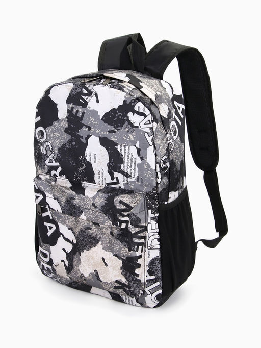 Рюкзак школьный на молнии, с карманами, с принтом, размер 30?13?42 см, голубой/серый