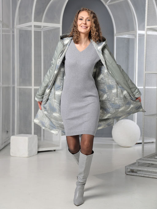 25108 Плащ утепл. серо-зеленый