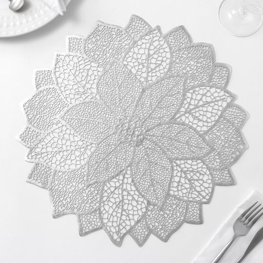 Цена за 12 шт. Салфетка сервировочная на стол «Цветок», 38×38 см, серебряная