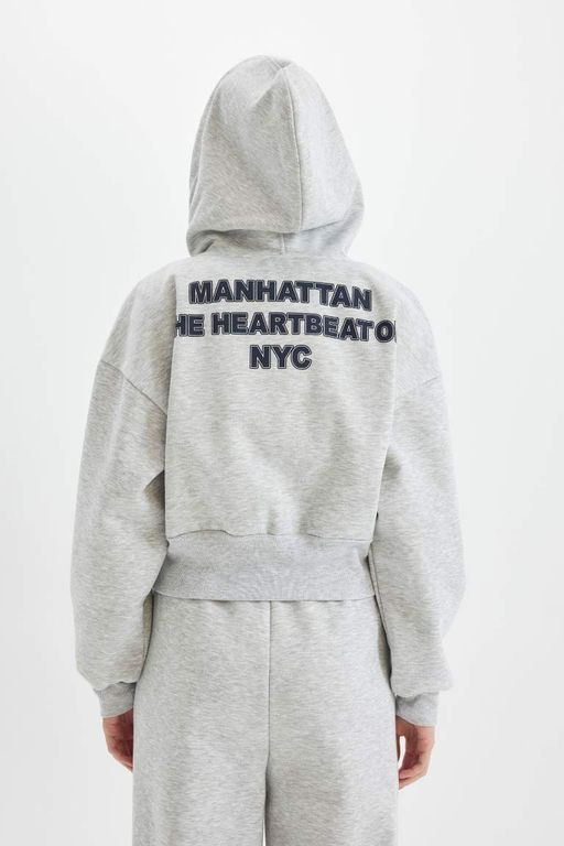 Крутой кардиган из плотной ткани с капюшоном и принтом оверсайз - Defacto фото 6