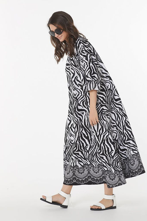 Платье хлопковое в полоску зебра
