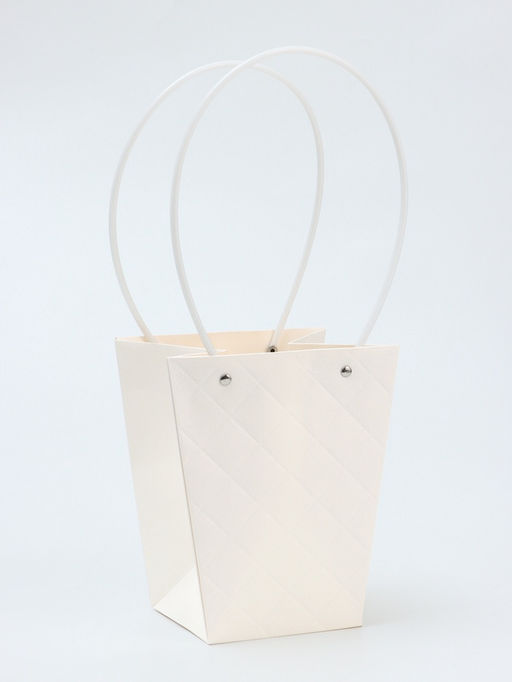 Цена за 10 шт. Сумка для цветов тиснение белая влагостойкая, 17x17-11.5x11.5-20 см - UPAK LAND фото 5