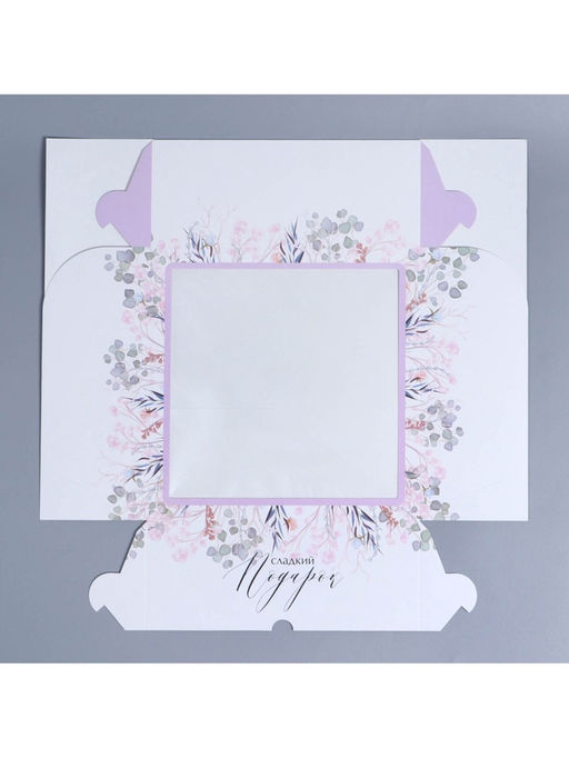 Цена за 5 шт. Коробка для капкейков, кондитерская упаковка с окном, 9 ячеек «Венок», 25 х 25 х 10 см