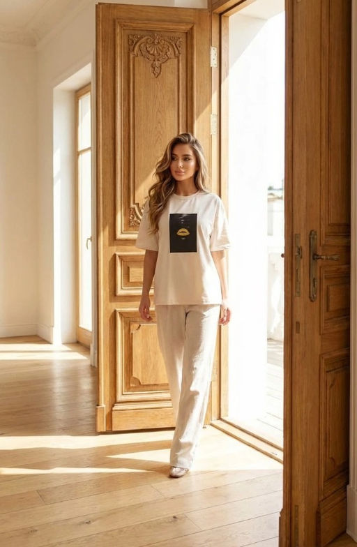 K13347 Футболка свободного кроя БЕЖЕВЫЙ