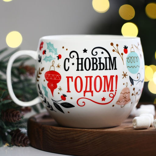 Кружка керамическая новогодняя Дорого внимание С новым годом, 600 мл фото 2