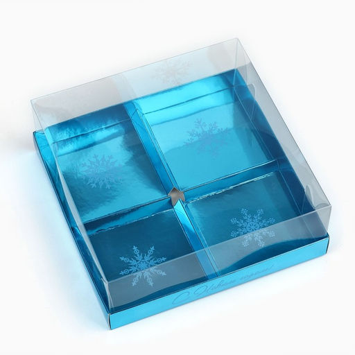 Цена за 5 шт. Коробка для для муссовых пирожных «Синяя», 17.8 х 17.8 х 6.5 см