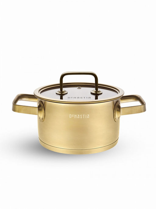 Кастрюля с крышкой 2,5л золотой нержавеющая сталь