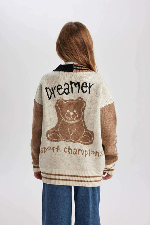 Кардиган для девочек с V-образным вырезом - Defacto фото 9