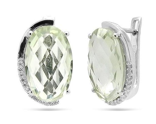 Серьги из серебра зеленый аметист, Чезара