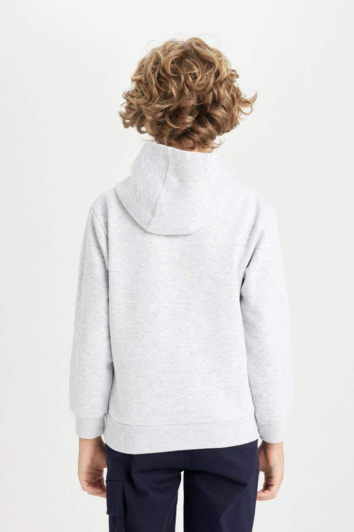 Толстая толстовка с капюшоном и надписью NBA для мальчиков - Defacto фото 6