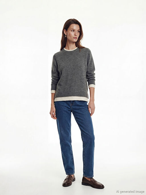 Bisiklet Yaka Kad?n Triko Kazak