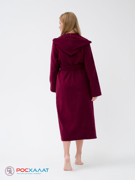 Женский халат с капюшоном темно-бордовый МЗ-06 (122) - Росхалат фото 4