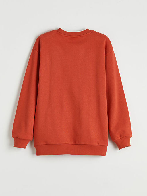 Bisiklet Yaka Bask?l? Erkek ?ocuk Sweatshirt