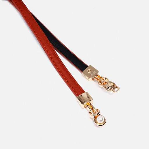 Ремень женский тонкий, 95×1 см, пряжка-зацепка металл, с перламутровыми бусинами, рыжий