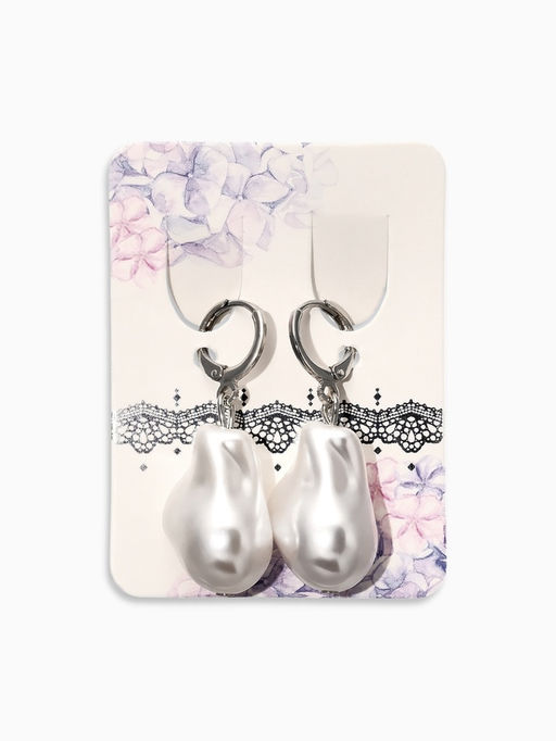 Серьги "Жемчуг барокко", цвет белый в серебре