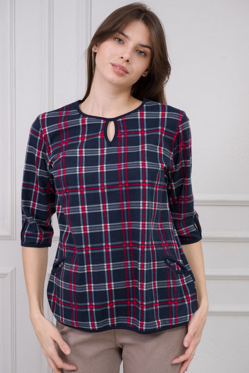 Кофта женская из интерлока Анфиса серо-красный - Амадэль фото 4