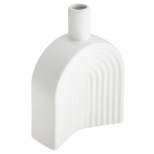 Ваза керамическая "Аравия-арка" 620мл, 15,8х6см h22см, д/горла - 2,5см, фактурный глянец, цвет - белый, в коробке (Китай)