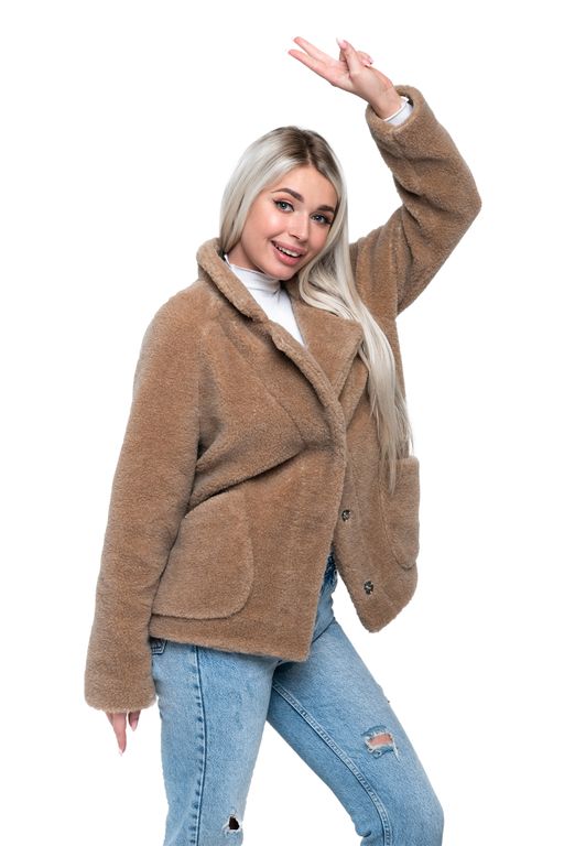 Пальто стильное из верблюжьей шерсти SHORT BARREL, цвет Camel, цвет КОРИЧНЕВЫЙ