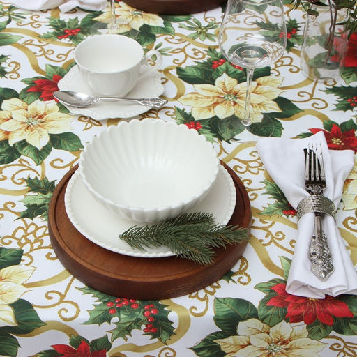 Скатерть Доляна Праздничные украшения 145*180 см, 100% п/э  фото 2