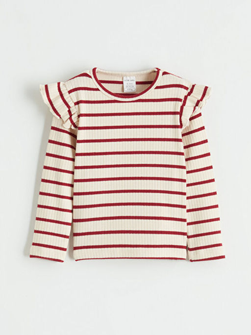 Bisiklet Yaka F?rf?rl? ?izgili K?z Bebek Ti??rt 2li