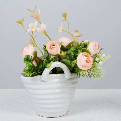 Кашпо Сумочка 12,5x8,5x12 см / FLM-154 /уп 48/белое - Галеонтрейд фото 3