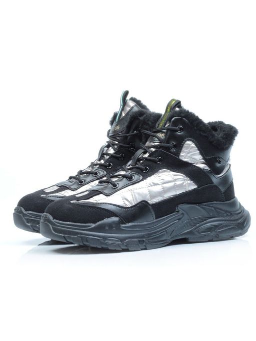 04-8524-3 BLACK Ботинки женские зимние (искусственные материалы)