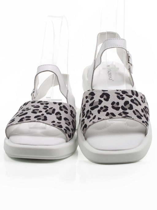 08-PEXL225-1 WHITE/LEOPARD Босоножки женские (натуральная кожа, натуральная замша)