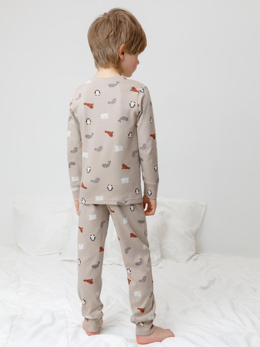 К 1552/северные зверята на бежевом пижама дет