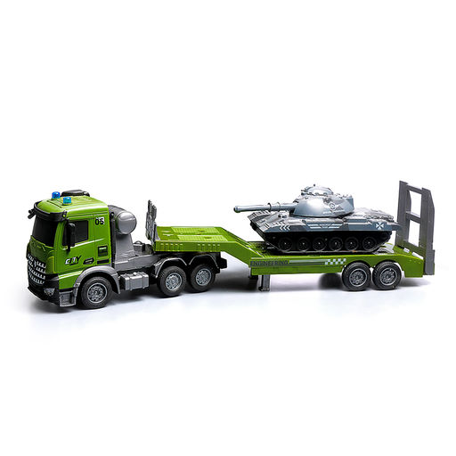 Машина "Военный автовоз" с танком р/у 27 MHz, в коробке