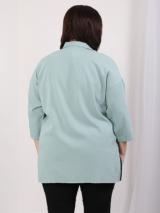 Рубашка светло-бирюзовая женская больших размеров - Almond фото 2