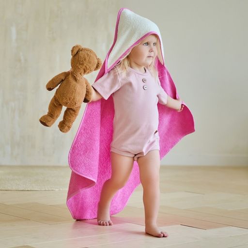 Полотенце уголок махровое Крошка Я, 75х75 см, цвет молочный/розовый, 100% хлопок, 360 г/м2  фото 17