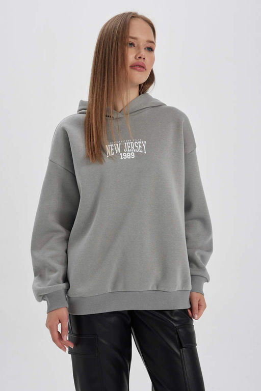 Толстая толстая толстовка с капюшоном Cool Oversize - Defacto фото 3