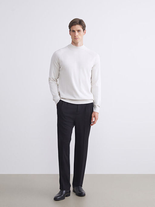 Yar?m Bal?k?? Yaka Uzun Kollu Erkek Triko Kazak