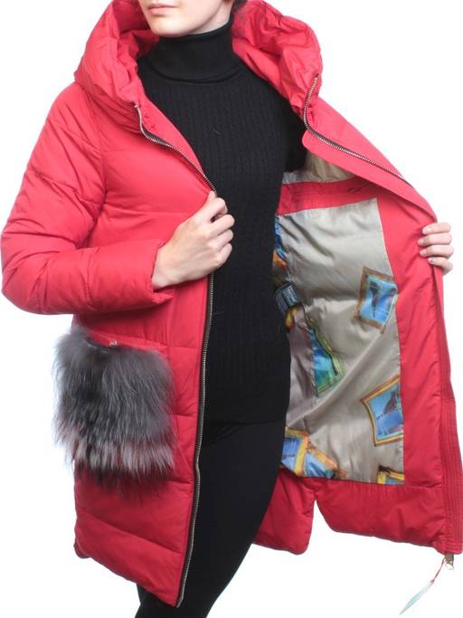 Y017-617 RED Пальто зимнее женское (био-пух) - Fashion фото 10