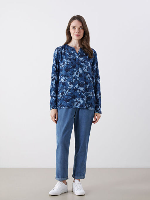 Ka??k Yaka Desenli Bluz