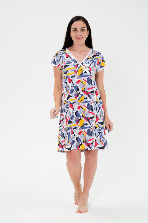 Ночная сорочка из кулирки Социал спущенное плечо абстракция - Амадэль фото 6