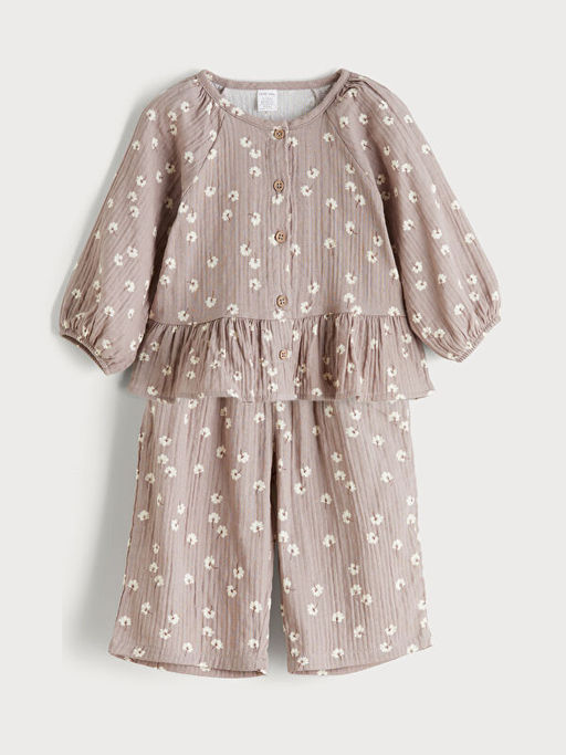 Bisiklet Yaka K?z Bebek M?slin G?mlek ve Pantolon