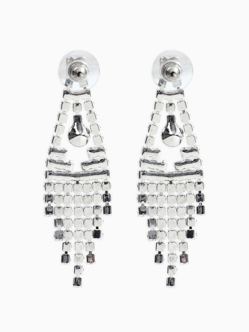 Набор 2 пред-а: серьги, колье со стразами "Лёд" зигзаг, d=13,5см, цвет белый в серебре