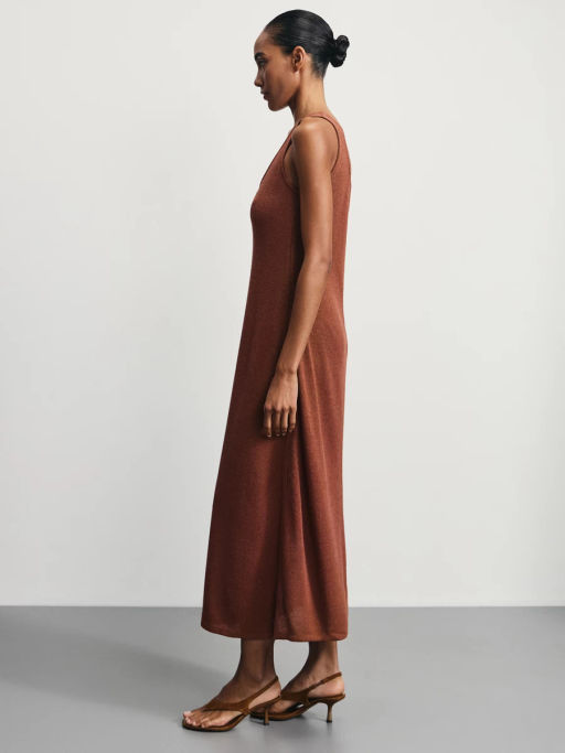 Платье из фактурной таки с V-образным вырезом / Zarina  фото 4