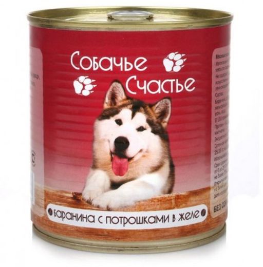 Собачье Счастье ж/б 410 г. Гов. с потрошками в желе 4607048075807