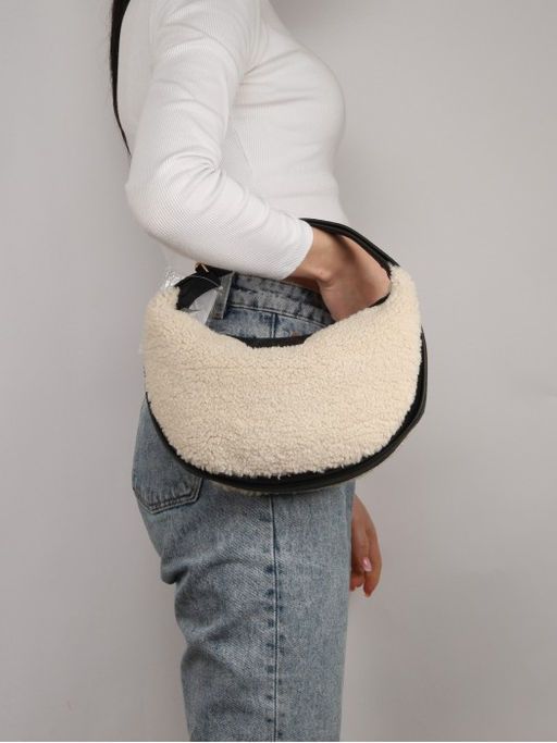 Сумка женская иск/мех+иск/кожа DJ-CM 7102- CREAMY WHITE, 1 отд.плеч/рем, св.бежевый SALE 263151 - Adelia фото 10