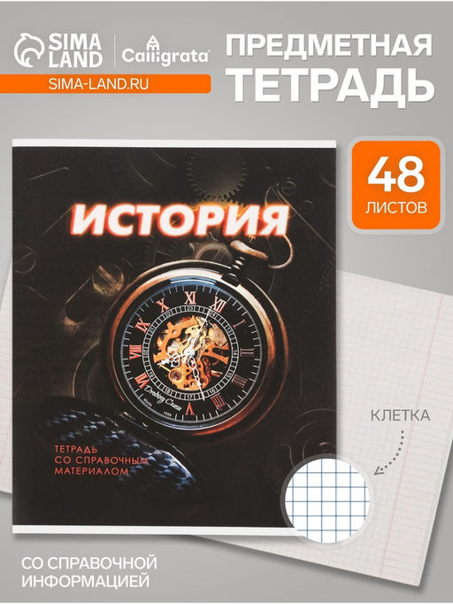 Тетрадь предметная 3D, 48 листов в клетку История, со справочным материалом, обложка мелованный картон, блок №2, белизна 75% (серые листы) - Calligrata фото 4