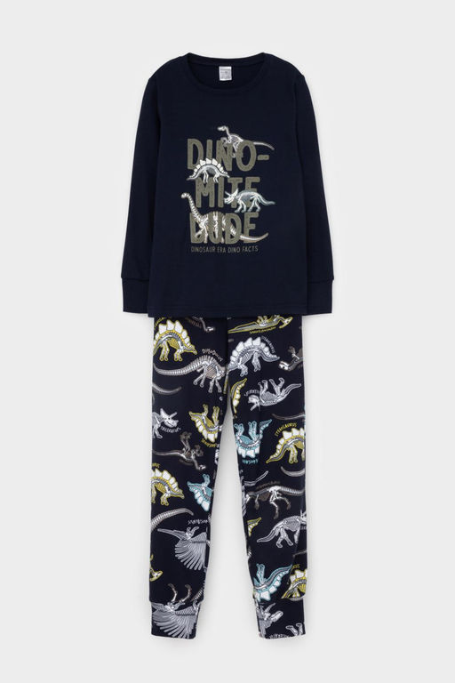 К 1541/24/индиго,цветные динозавры пижама дет